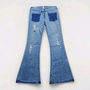 True Religion Jeans Women's 31 Blue Karlie Low Rise Bell Bottom Flare Denim